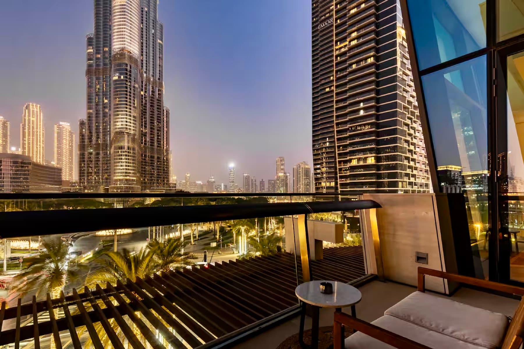 Evening view of Burj Khalifa from the apartment balcony