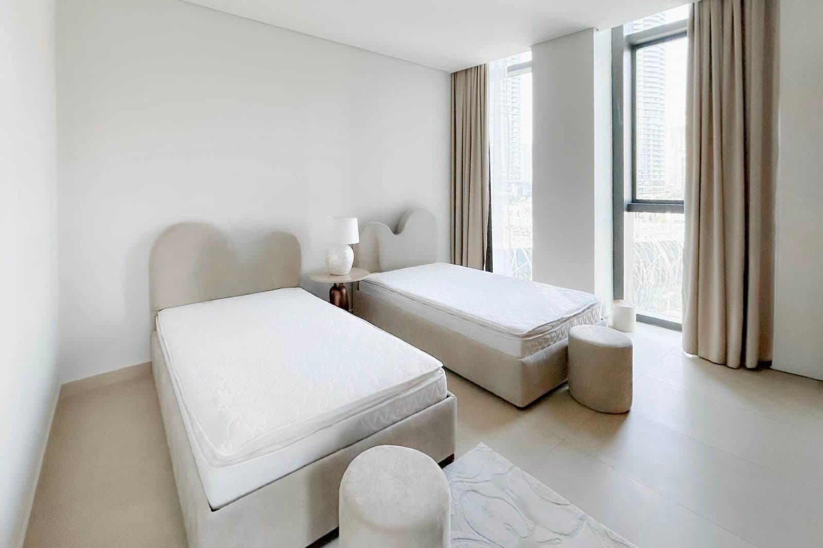 Bedroom corner with detail of finishes