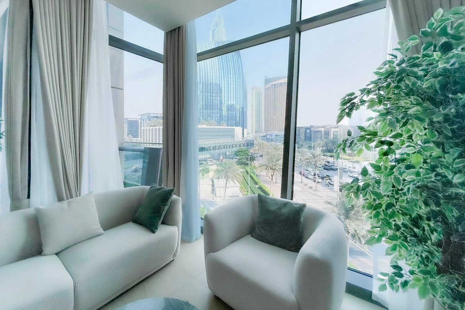 Burj Khalifa seen from the living room of the Burj Vista apartment