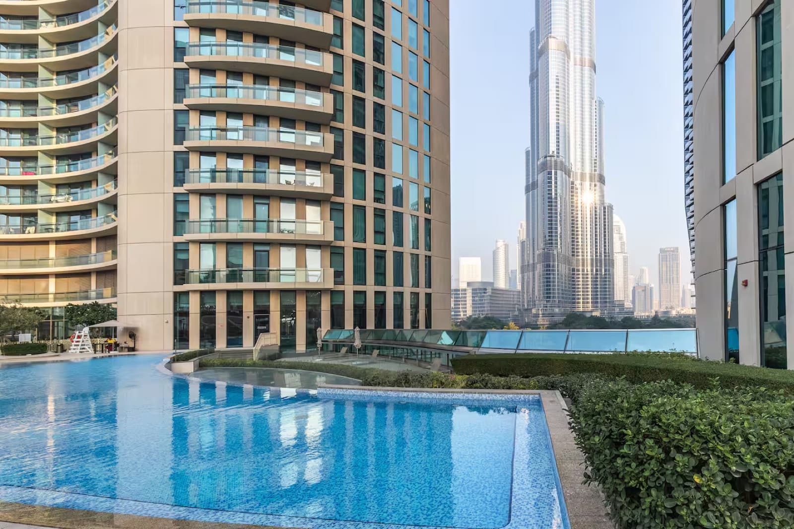 Burj-Khalifa-facing swimming pool at Burj Vista